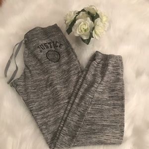 Justice girls grey joggers sweatpants size 14